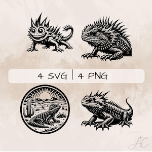 Taggig djävulsödla SVG-paket, taggig djävul PNG, ödla Clipart, handritade taggig djävulsödla-bilder för tryck och gravyr