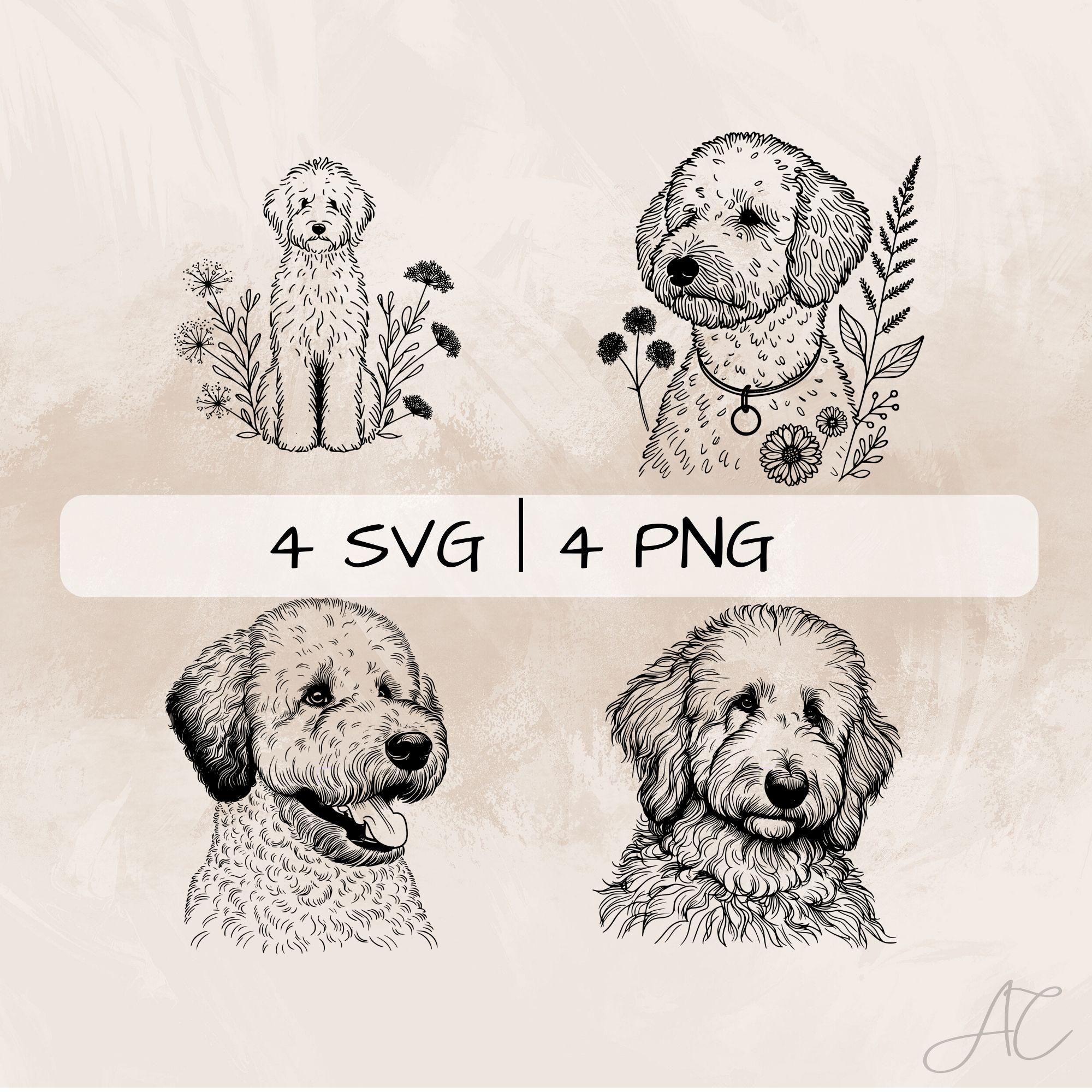 Shepadoodle Line Art SVG Bundle, Poodle PNG, German Shepherd Clipart ...