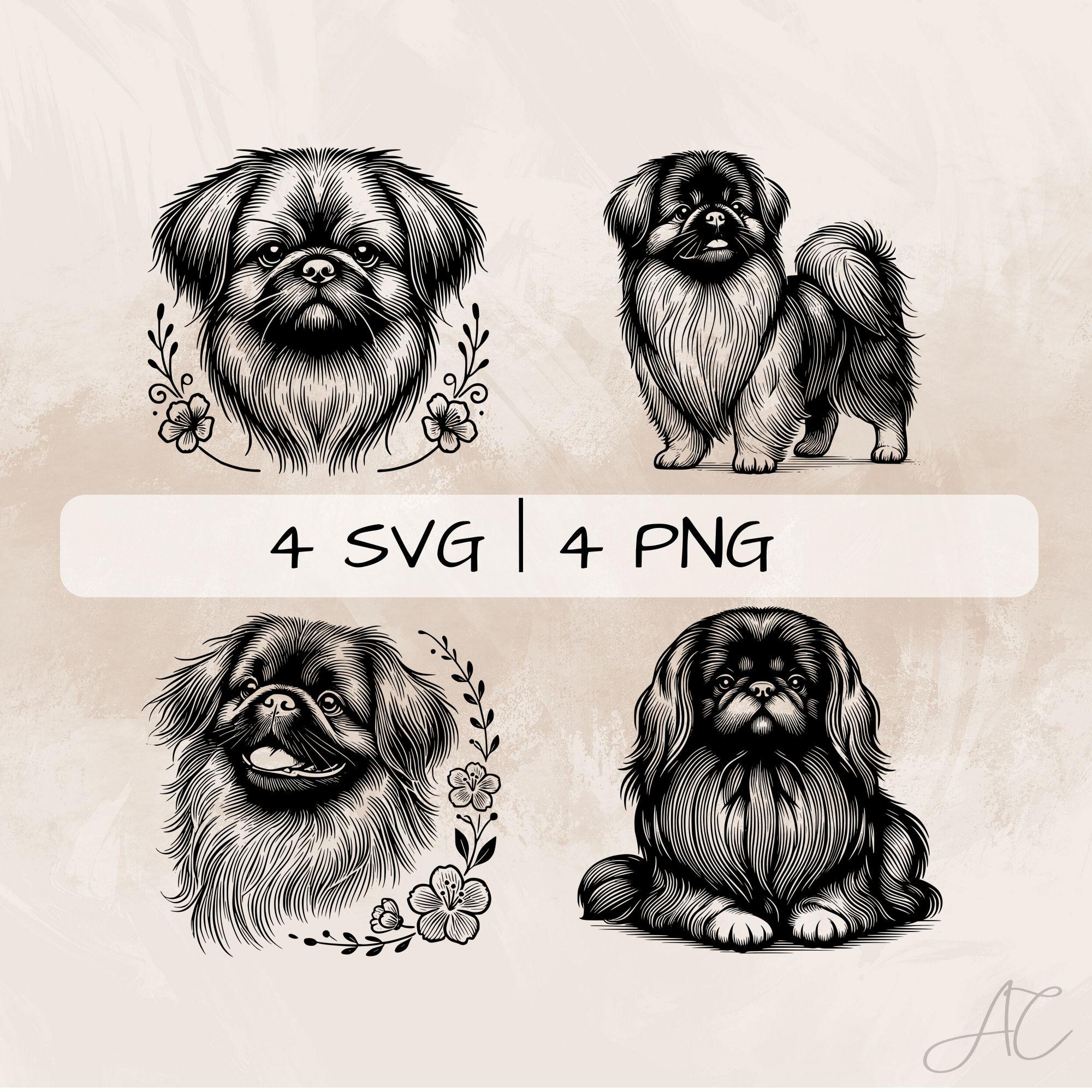 Pekingese SVG Bundle, Floral Pekingese PNG, Pekingese Face