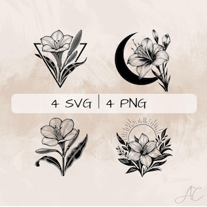 Clivia SVG Bundle, Clivia Flower PNG ,Clivia Clipart, Hand drawn Clivia pictures for print and engraving