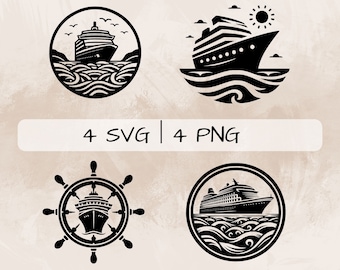 Cruise Ship SVG bundle, Ship PNG, Cruise ship and sea Clipart, Cruise clipart, Hand drawn Cruise Ship pictures for print and engraving