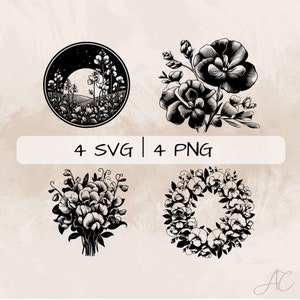 Sweet Pea SVG Bundle, Sweet Pea Wreath PNG , Sweet Pea Scene Clipart, Hand drawn Sweet Pea pictures for print and engraving