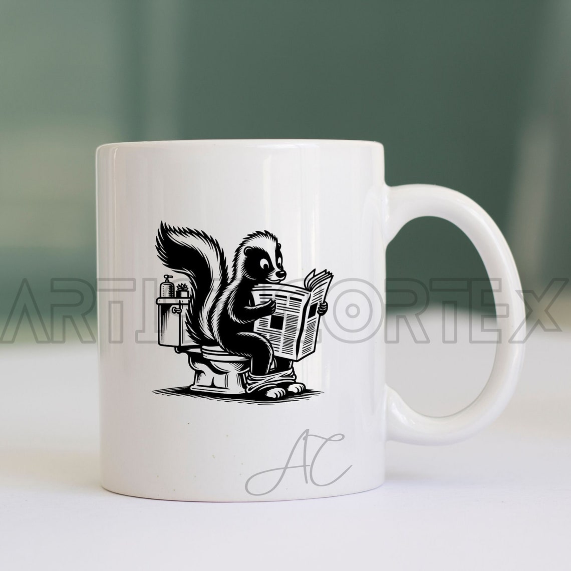 Skunk SVG Bundle, Skunk in Toilet PNG, Skunk With Kits Clipart, Hand ...