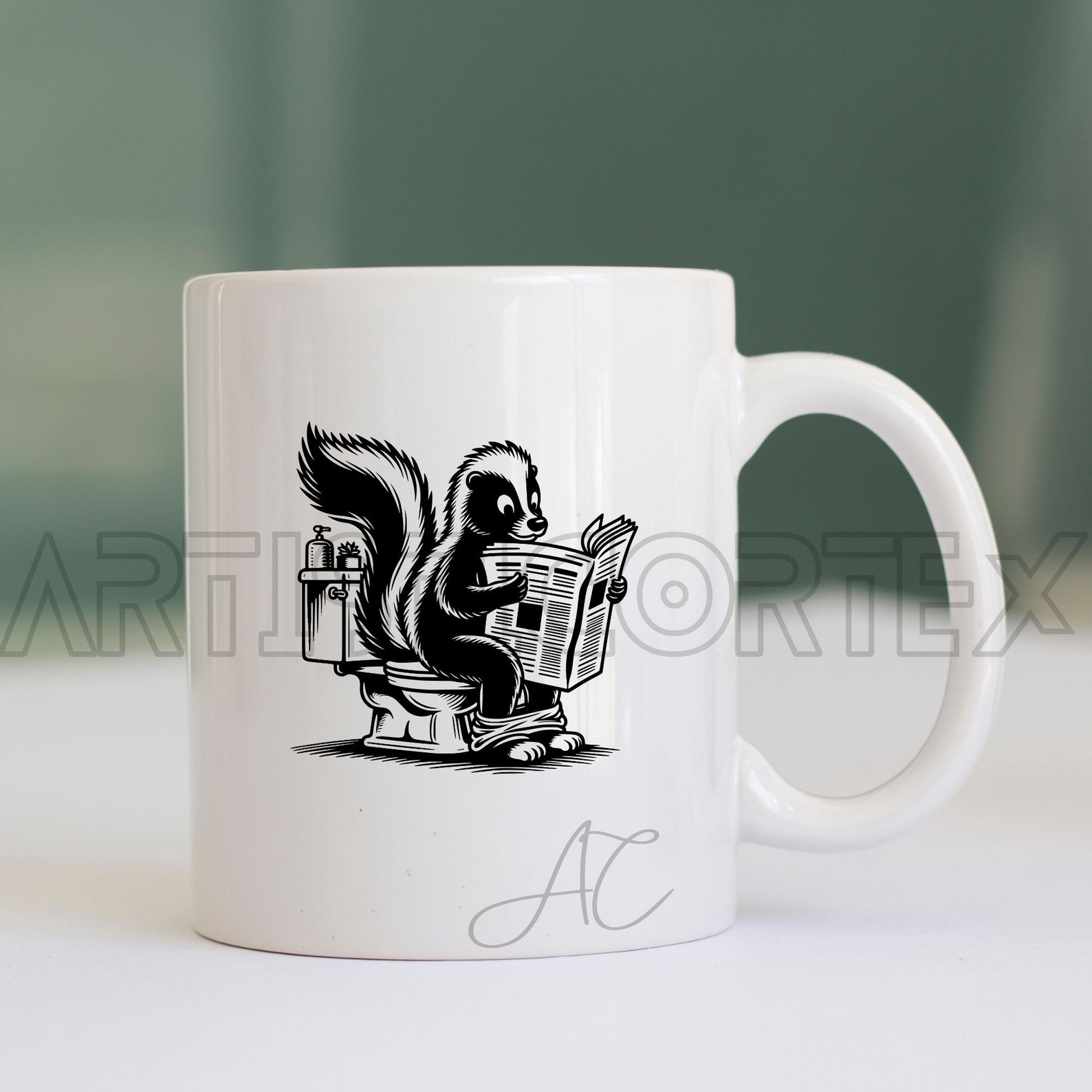 Skunk SVG Bundle, Skunk in Toilet PNG, Skunk With Kits Clipart, Hand ...