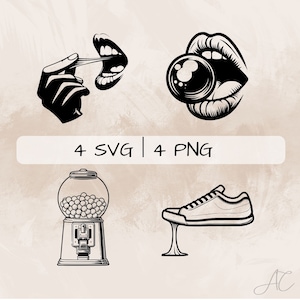 Bubble Gum SVG, Gumball Machine PNG, Chew Gum Clipart, Hand drawn Bubble Gum pictures for print and engraving