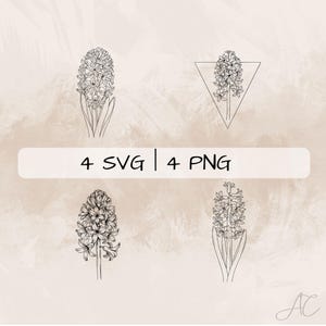 Hyacinth SVG Bundle, Hyacinth Flower PNG ,Hyacinth Clipart, Hand drawn Hyacinth pictures for print and engraving