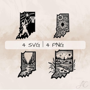Indiana Map SVG Bundle: Hand-Drawn Outline Clipart (Digital Download)