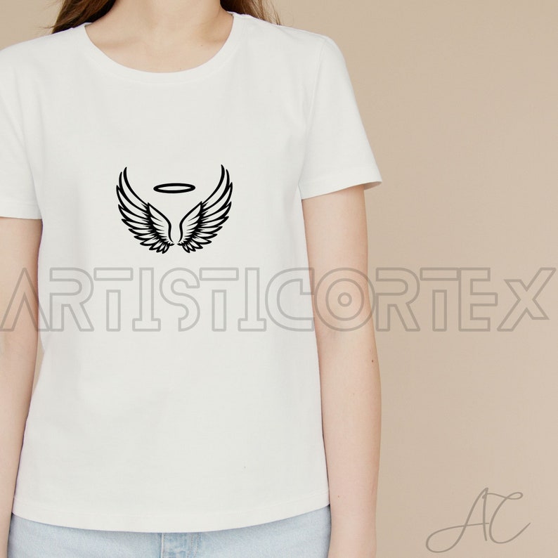 Angel Wings With Halo SVG Bundle, Angel Wings PNG, Halo Clipart, Hand