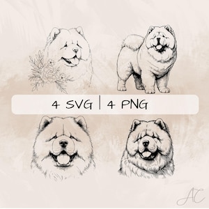 Chow Chow SVG Bundle, Chow Chow Dog PNG , Cute Chow Chow Clipart, Hand drawn Chow Chow pictures for print and engraving