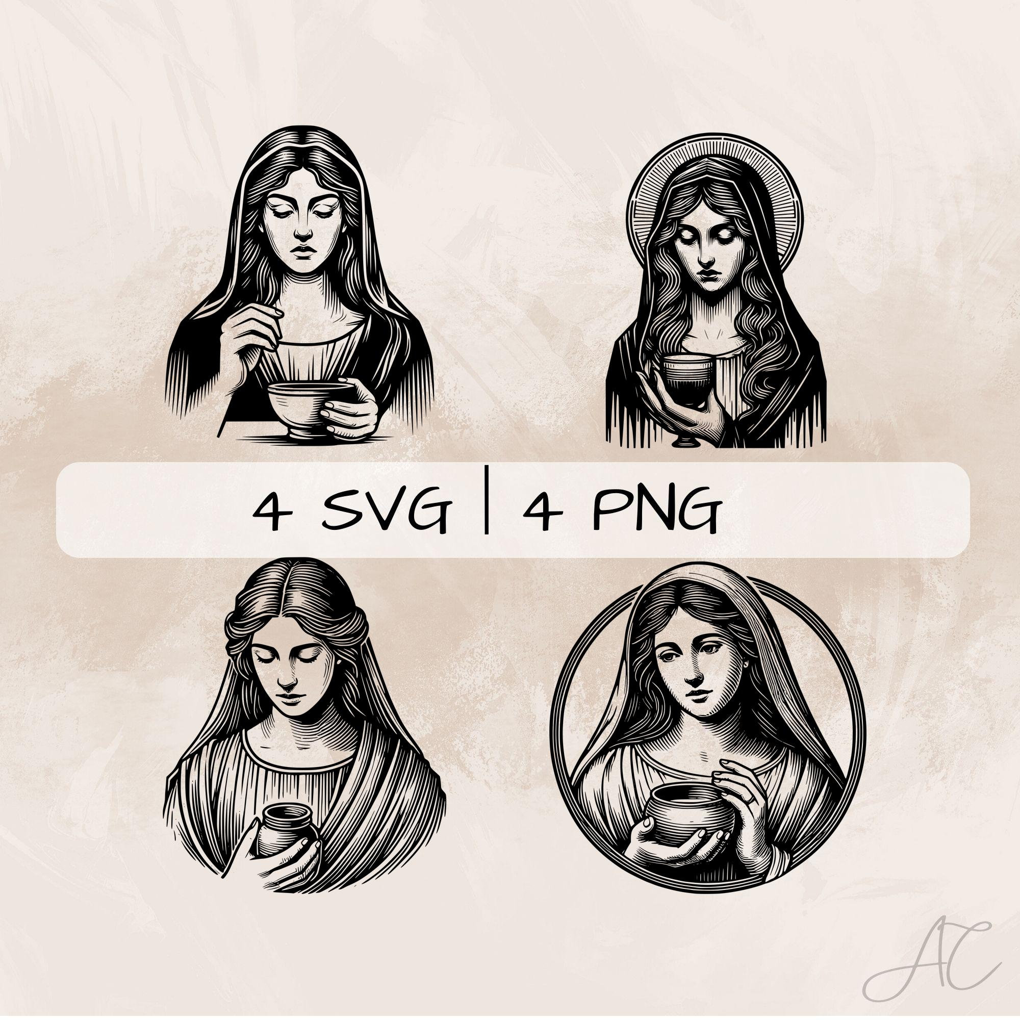 Mary Magdalene SVG Bundle, Mary Magdalene PNG, Saint Mary