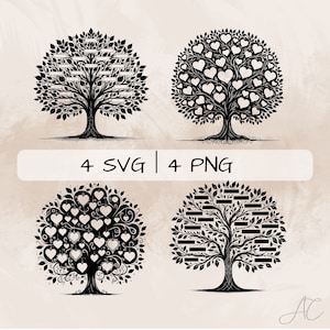 Family Tree SVG bundle, Tree PNG, Family Clipart, Hand drawn Family Tree pictures for print and engraving