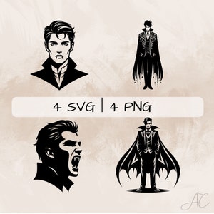 Vampire SVG Bundle, Dracula PNG, Vampire Clipart, hand drawn Vampire Pictures for printing and engraving