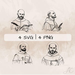 St Ignatius SVG Bundle, Saint Ignatius PNG, Saint Ignatius of Loyola Clipart, Hand drawn Patron Saint pictures for print and engraving