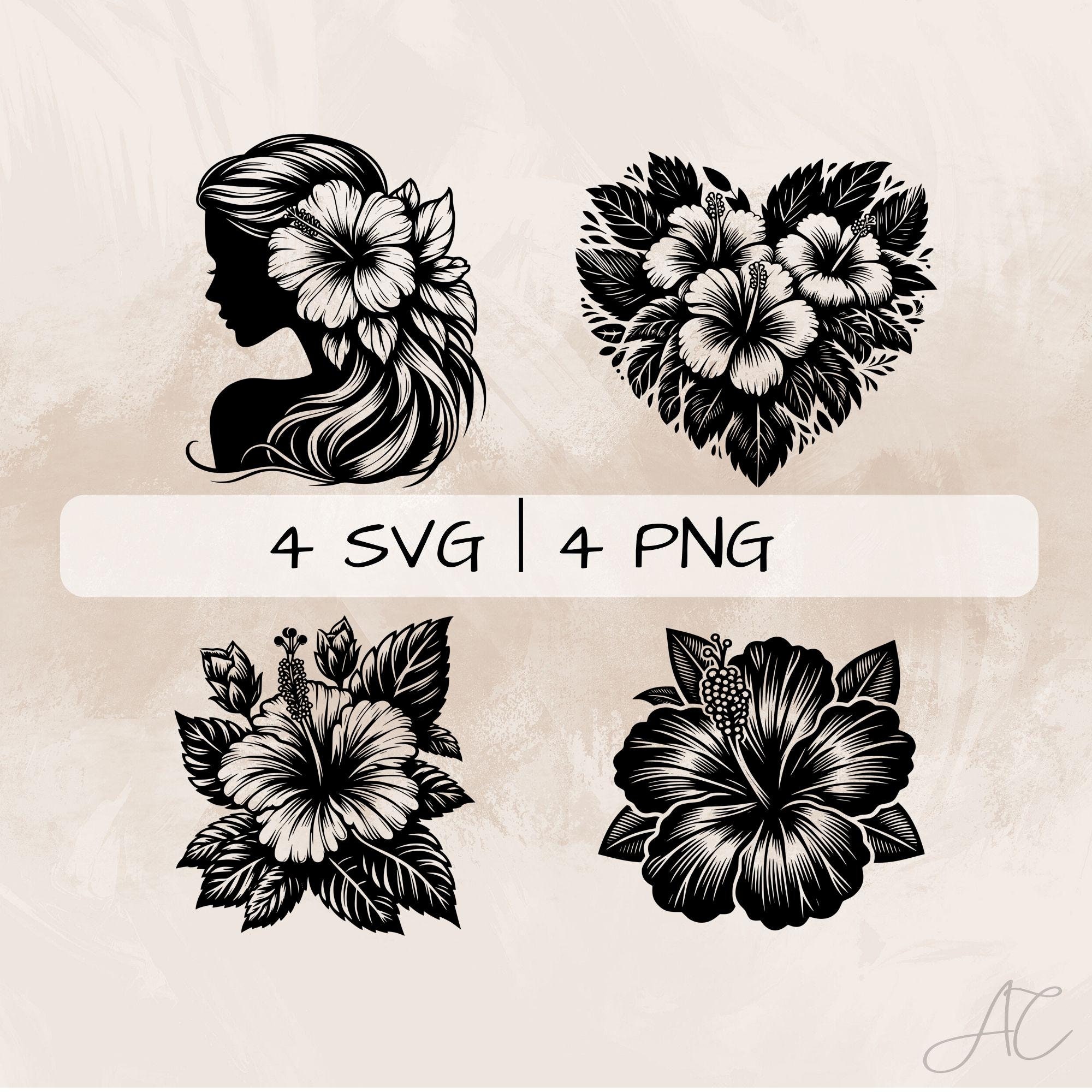 Hibiscus SVG Bundle, Hibiscus Flower PNG ,hibiscus Wreath Clipart, Hand ...