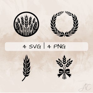 Wheat SVG bundle, Wheat Wreath PNG, Wheat Harvest Clipart, Hand drawn Wheat pictures for print and engraving