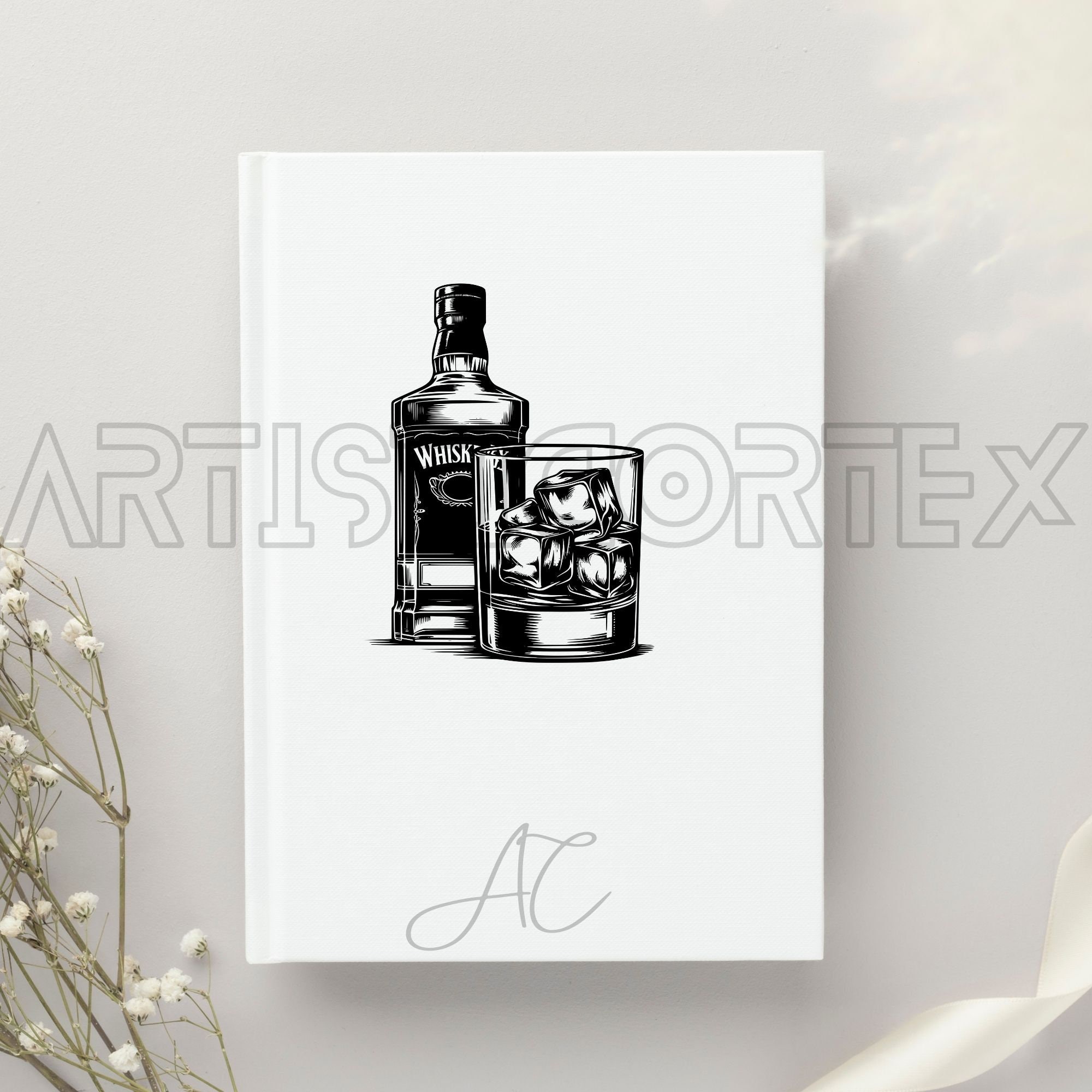 Whiskey SVG Bundle, Whiskey Glass PNG, Whiskey and Cigar Clipart, Hand