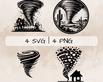 Tornado SVG bundle, Hurricane PNG, Tornado of hearts clipart , Hand drawn Tornado pictures for print and engraving