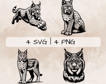 Lynx SVG, Lynx Face PNG, Lynx Cat Clipart, Rysowane ręcznie obrazy Lynx do druku i grawerowania