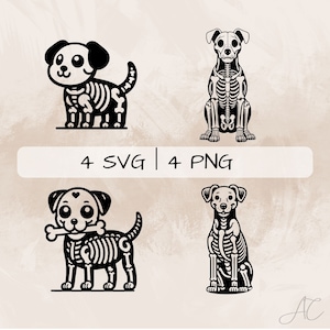 Esqueleto de perro SVG, Perro SVG, Esqueleto SVG, Vector, esqueleto de perro dibujado a mano para imprimir y grabar