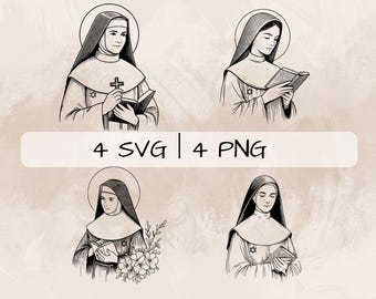Saint Edith Stein SVG Bundle, St Edith Stein PNG , Teresa Benedicta Clipart, Hand drawn Saint Edith Stein pictures for print and engraving