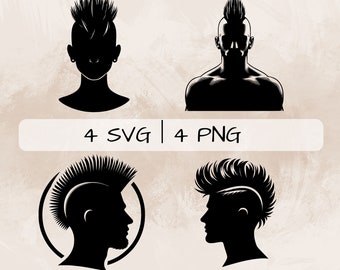 Mohawk SVG Bundle, Mohawk Hair PNG, Hair Style Clipart, Hand drawn Mohawk Pictures for print and engraving