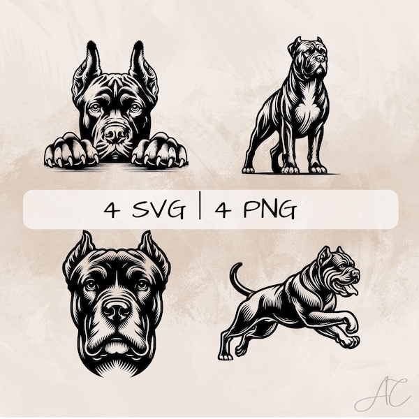 Cane Corso SVG Bundle, Cane Corso Spähen PNG, Cane Corso Springen Clipart, Handgezeichnete Cane Corso Bilder zum Drucken und Gravieren