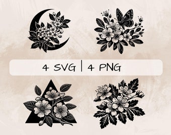 Hawthorn SVG Bundle, Hawthorn Flower PNG ,May Birth FlowerClipart, Hand drawn Hawthorn pictures for print and engraving