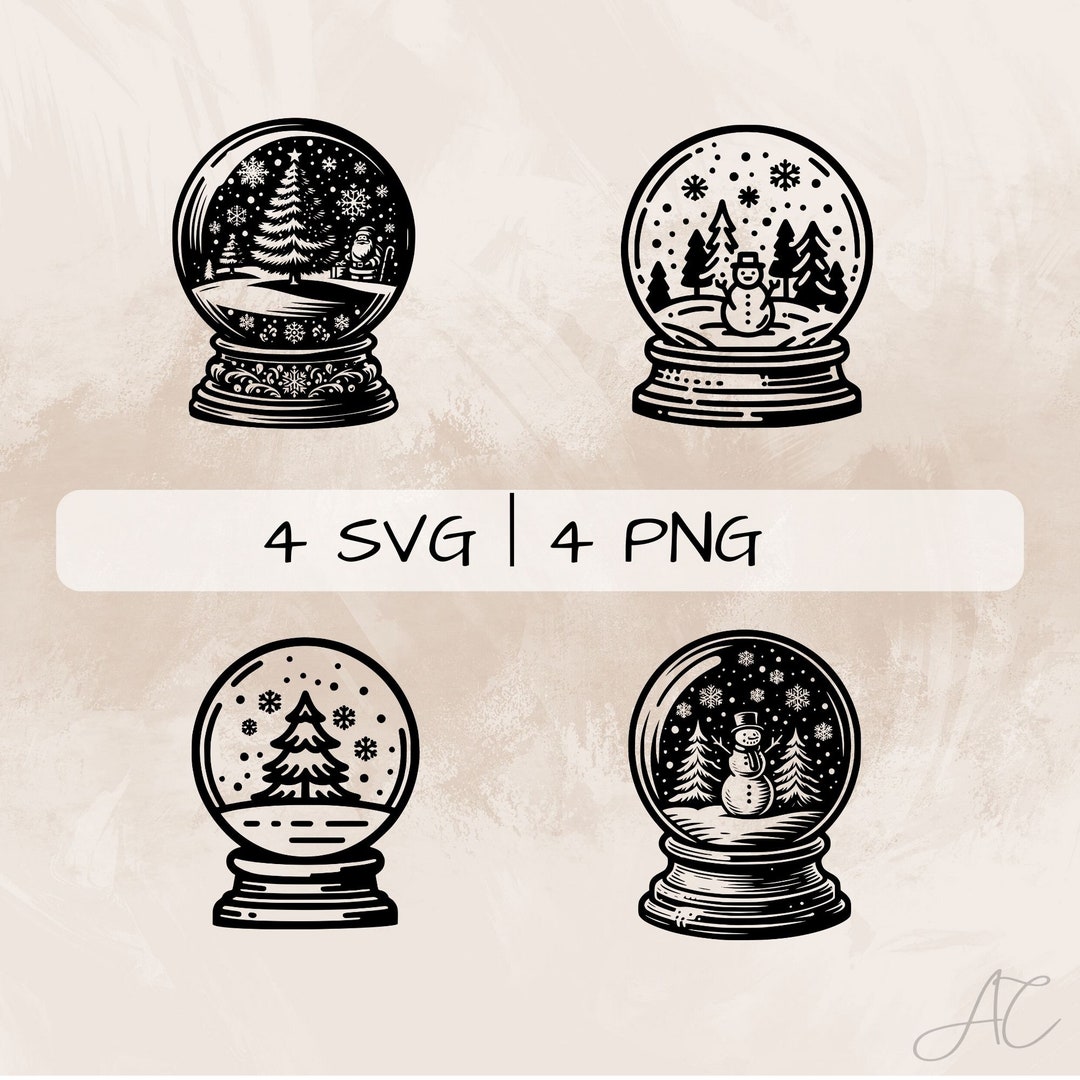 Snow Globe SVG Bundle, Christmas Globe PNG, Crystal Ball Clipart,