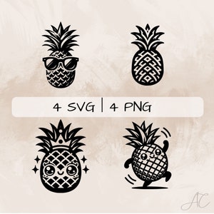 Pineapple SVG bundle, Pineapple with sunglasses PNG, Cute Pineapple Clipart, Hand drawn Pineapple  pictures for print and engraving