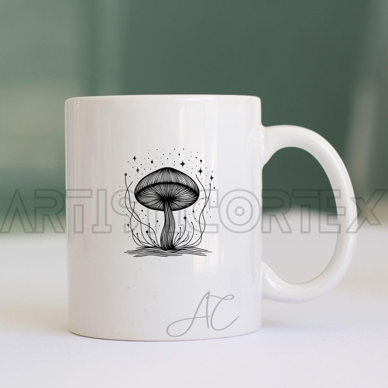 Mushroom SVG Bundle, Magic Mushroom PNG , celestial Mushroom Clipart, Hand drawn Mushroom pictures for print and engraving image 3