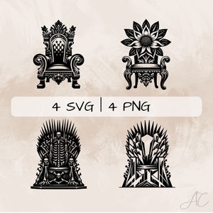 Throne Chair SVG bundle, Floral Throne Chair PNG, Creepy Throne Chair Clipart , Hand drawn Throne Chair pictures for print and engraving