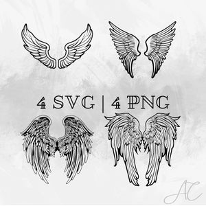 Angel wings SVG, wings SVG, Angel wings silhouette, Angel wings Vector, hand drawn Angel wings for print and engraving