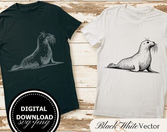 Seal SVG Bundle, Cute Seal PNG ,Seal Clipart, Hand drawn Seal pictures for print and engraving