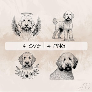 Labradoodle SVG Bundle, Labradoodle Dog PNG ,Labradoodle Clipart, Hand drawn Labradoodle pictures for print and engraving