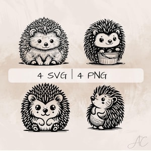 Hedgehog SVG Bundle, Cute Hedgehog PNG ,Baby Hedgehog Clipart, Hand drawn Hedgehog pictures for print and engraving
