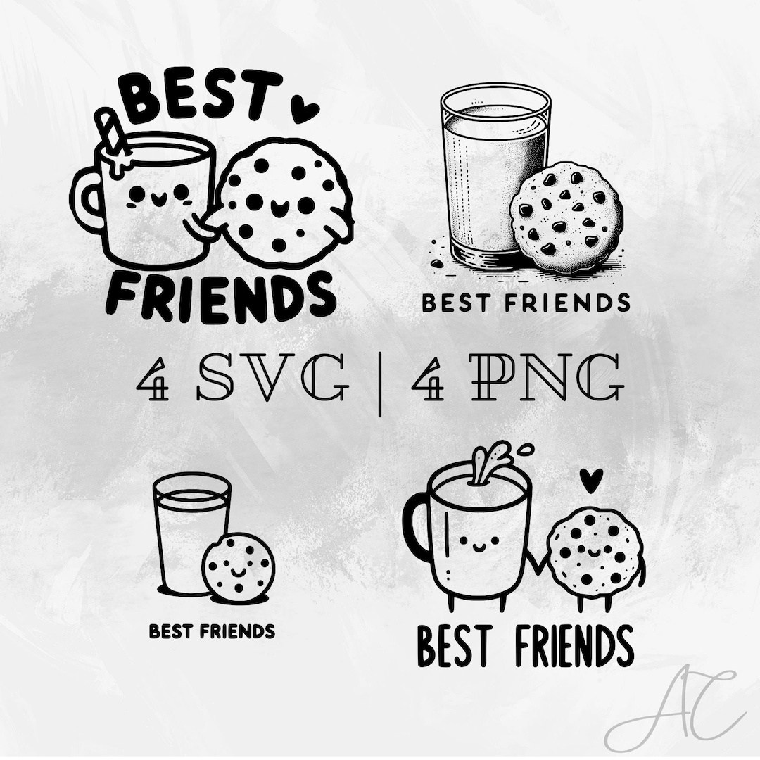 Cookie and Milk 'best Friends' SVG Bundle, Milk PNG, Cute Cookie