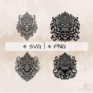 Balinesische Barong SVG Bundle, Barong PNG, Balinesische Barong Clipart, Handgezeichnete Balinesische Barong Bilder zum Drucken und Gravieren