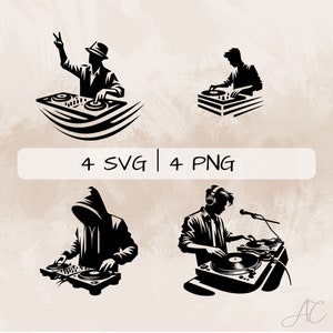 DJ Svg bundle, DJ with headphones Png, DJ with hoodie Clipart, Hand drawn dj pictures for print and engraving