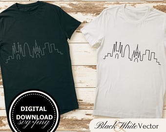 Barcelona SVG Bundle, Barcelona Skyline PNG, City Clipart, Hand drawn City Skyline line art pictures for print and engraving