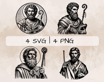 St Jude SVG Bundle, Saint Jude PNG, Saint Jude Thaddeus Clipart, handgezeichnete St Jude Bilder zum Drucken und Gravieren