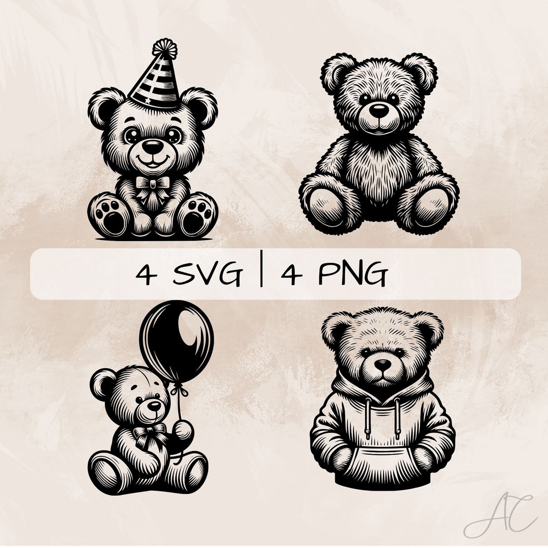Teddy Bear SVG, Teddy Bear With Balloon PNG, Cute Teddy Bear Clipart ...