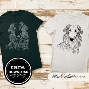 Borzoi SVG Bundle, Russian Wolfhound PNG, Russian Hunting Sighthound Clipart, Hand drawn Borzoi pictures for print and engraving