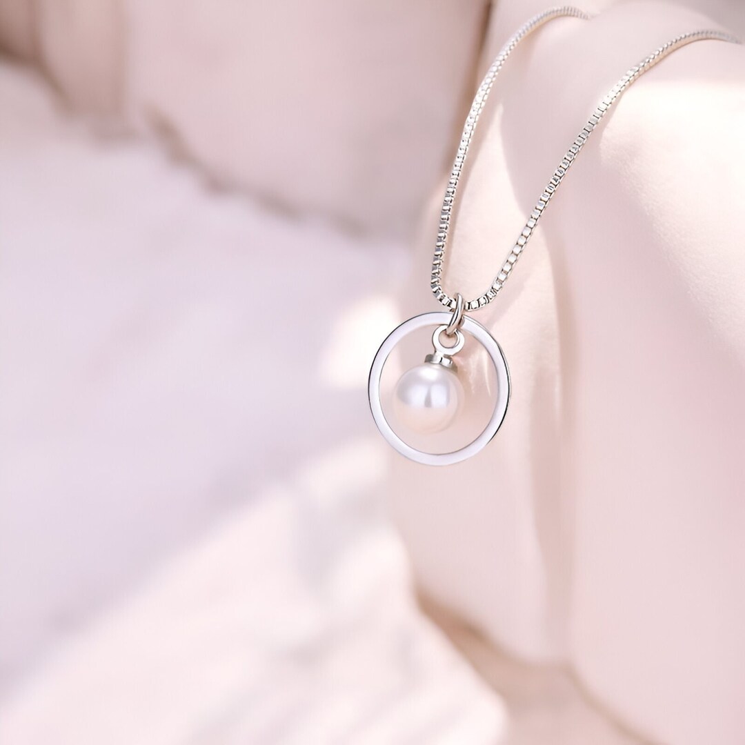 Minimalist S925 Pearl Pendant Necklace, Natural Pearl
