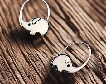 18k gold plated Elephant hoop Earrings, Cute Fun Animal Jewellery, Jewelry Gift for Her, Animal Lover, Safari Nature Inspired