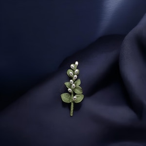 Olive Green Floral Pearl Pin Brooch, Flower Pin Brooch, Pearl Brooch, Flower Brooch, Gift