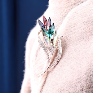 Sparkling Gentle Feather Brooch, Rainbow Feather Brooch, Feather Brooch, Vintage Style Brooch, Gift for Her
