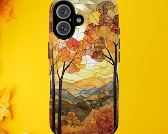 Autumn Leaves Phone Case | Faux Stained Glass Mosaic Design
