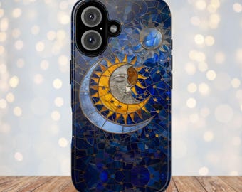 Funda para teléfono con diseño de cielo estrellado, luna y estrellas.
