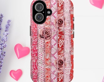 Hearts and Roses Valentine's Day Phone Case | Romantic Collage
