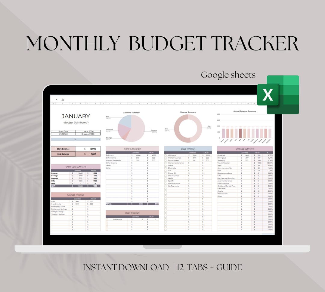 Budget Spreadsheet Google Sheets | Expense Tracker | Beginner-friendly ...